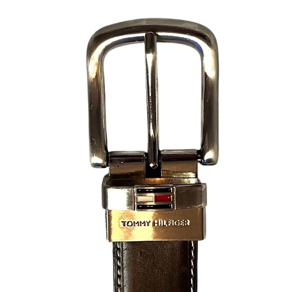 TOMMY HILFIGER LEATHER BELT Brown Black Leather Men’s Size 38 FAST SHIP 1343-24